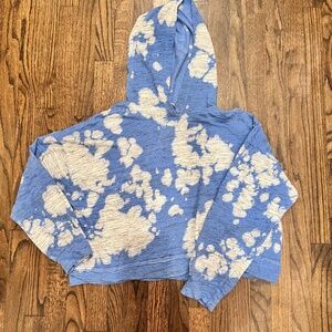 lightweight hoodie cropped tie dye blue